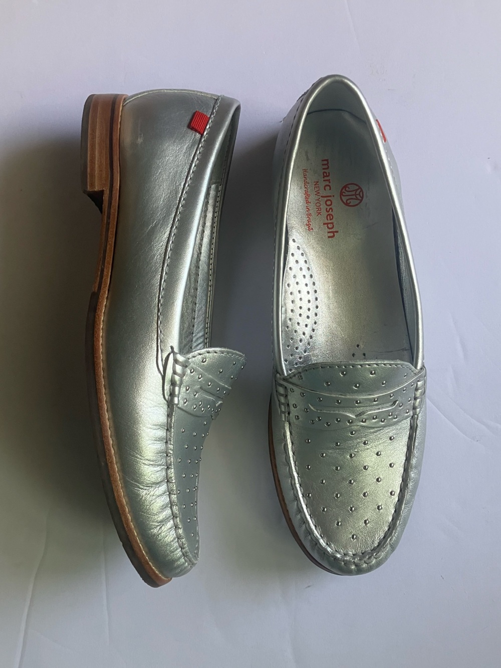 Marc Joseph East Village Penny Loafers - Silver 9.5